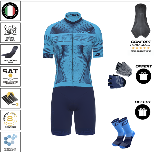 Pack Maillot Cuissard Isoard Bleu Turquoise Marine