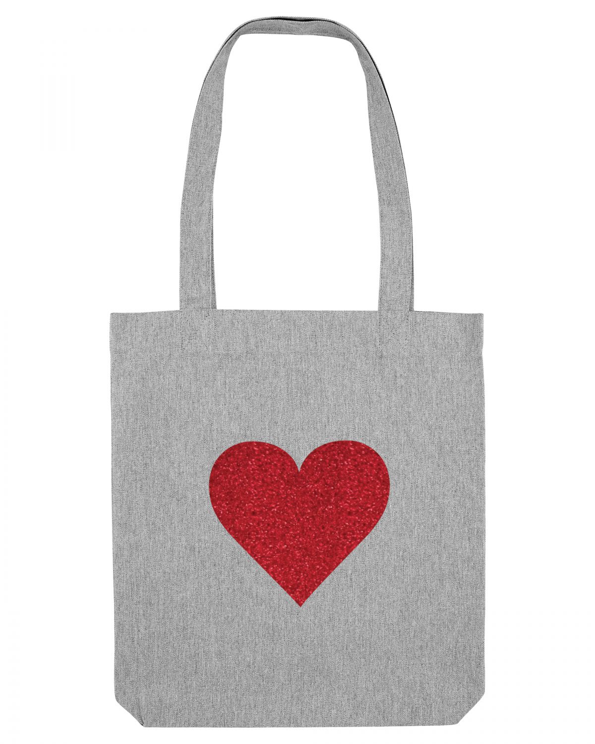 Sac Tote En Lin Beige Avec Petits Cœurs Rouges - Réutilisable Et écologique - Fabriqué En France