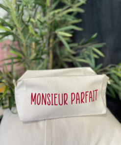 Trousse de toilette cube Ecru " Monsieur Parfait"