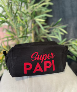 Trousse de toilette cube Noir " Super Papi"