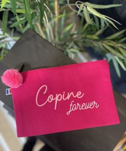 Pochette zippée Fuschia "Copine Forever"