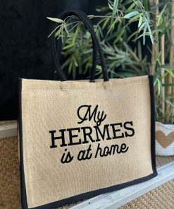 Cabas jute " My Hermes is at home"