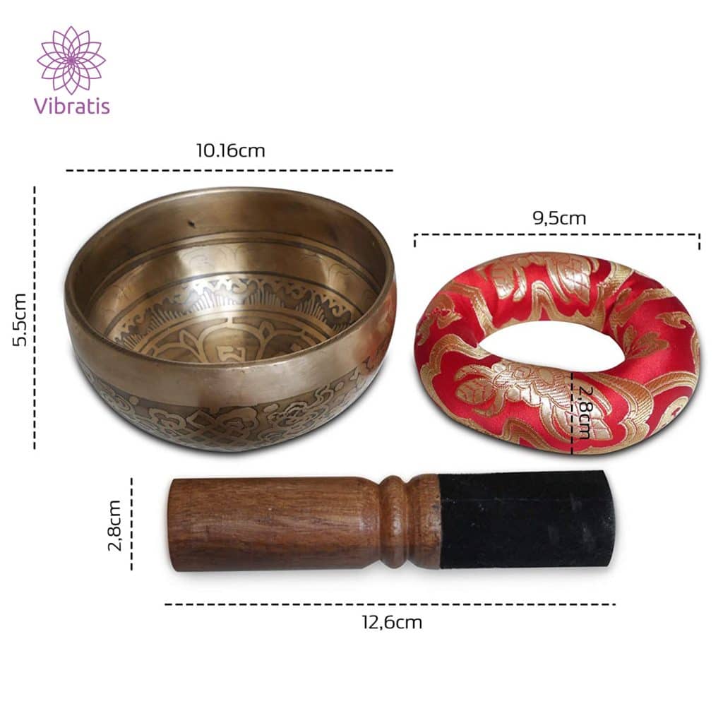 Bol Tibétain Bol Chantant Tibétain 12,7cm - Set Méditation Avec Maillet Coussin Soie Guérison Sonore Bol Méditation Népal