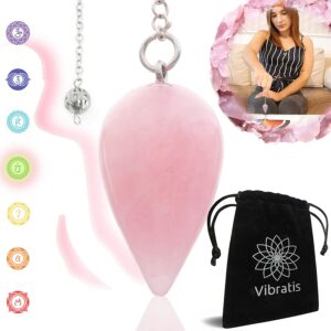 Pendule divinatoire goutte quartz rose