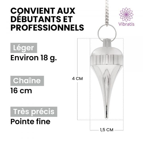 pendule radiesthesie laiton argenté cône