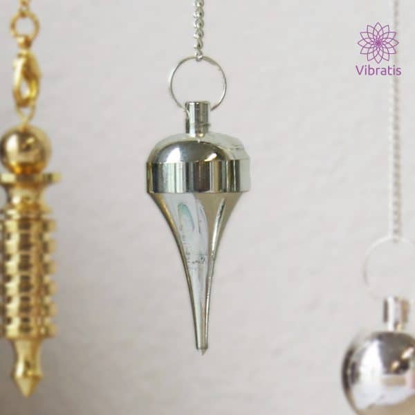 pendule radiesthesie laiton argenté cône